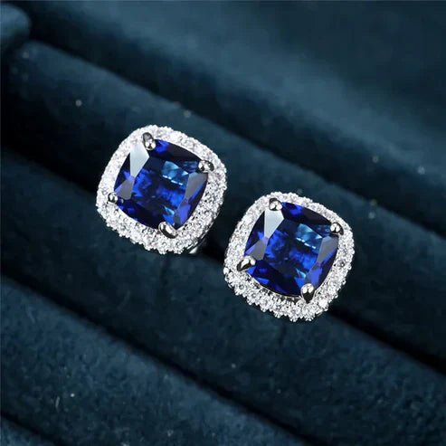 Boucles d'oreilles carrées en saphir