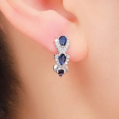 Boucles d'oreilles créoles Halo en Saphir Argent