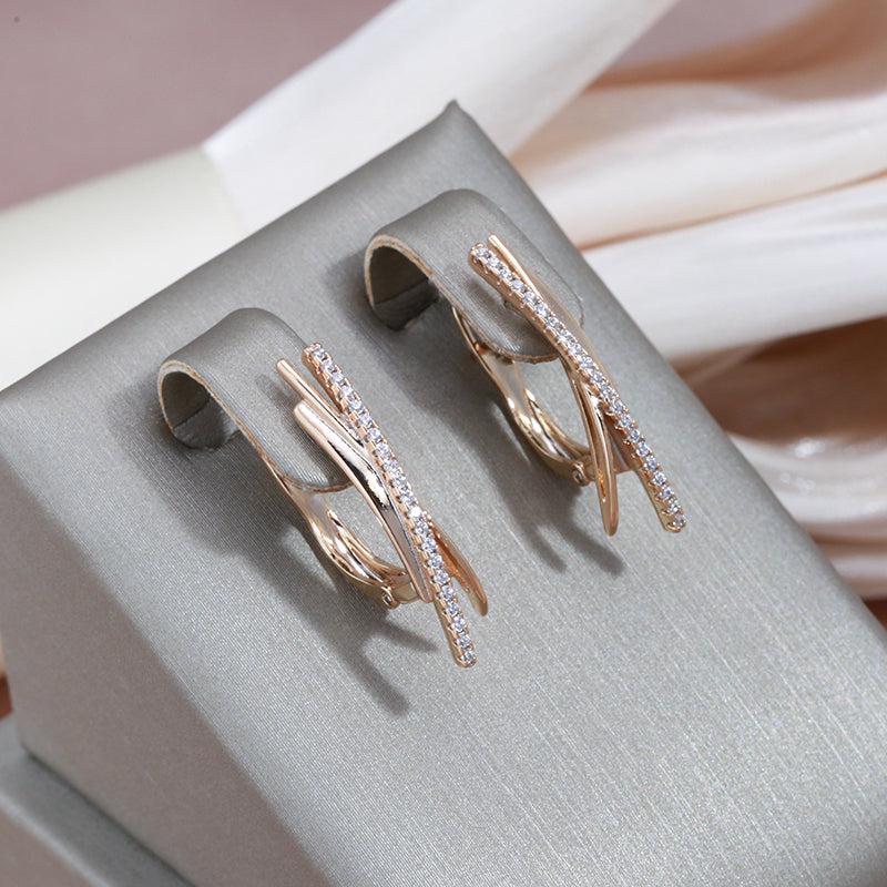 Boucles d'oreilles croix brillante exquises en or
