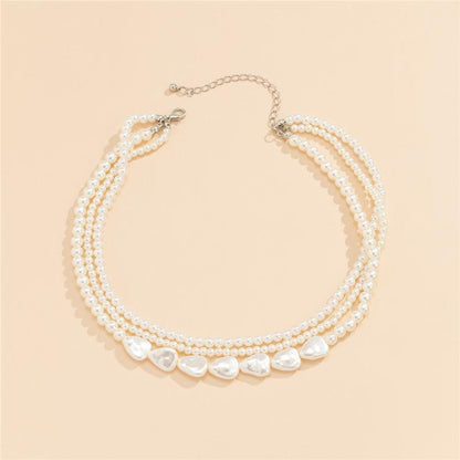 Collier en Pierre Blanche et Perle en Or