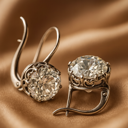 Boucles d'oreilles en argent vintage avec zirconia