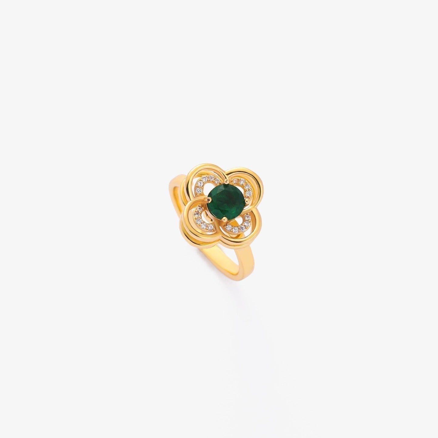 Bague Fleur Émeraude en Or