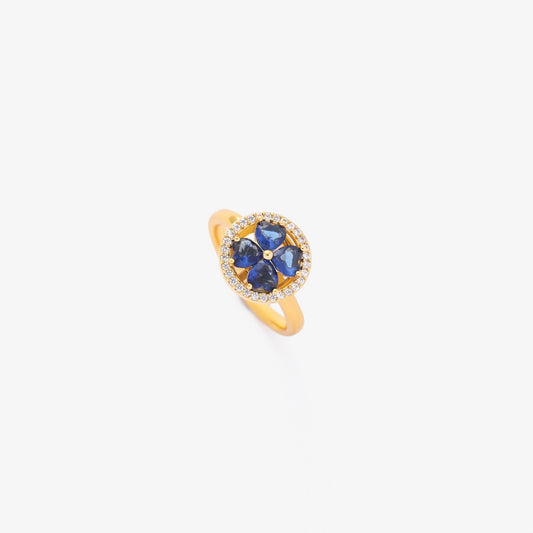 Bague Florale en Or et Saphir