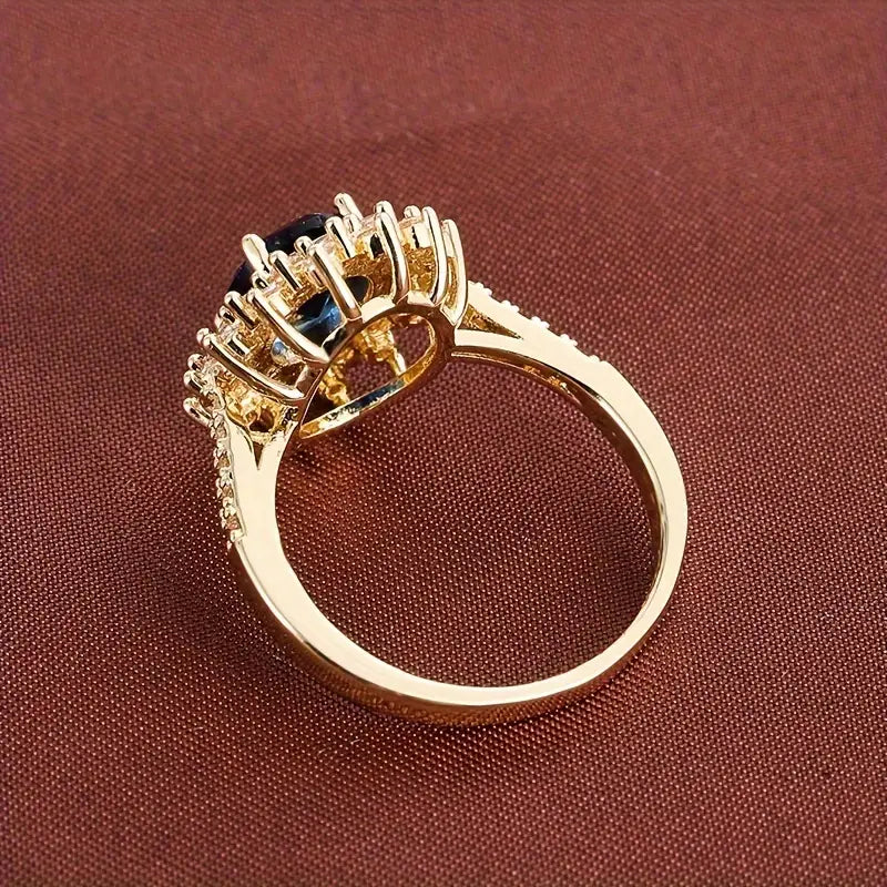 Bague Halo en Saphir Doré
