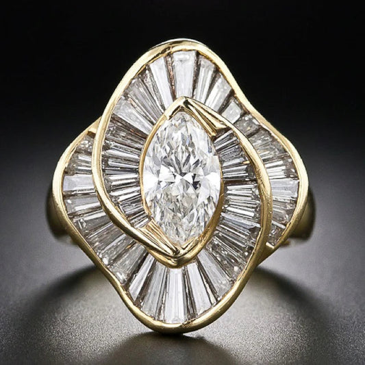 Bague en Or avec Maille en Zirconia Vintage