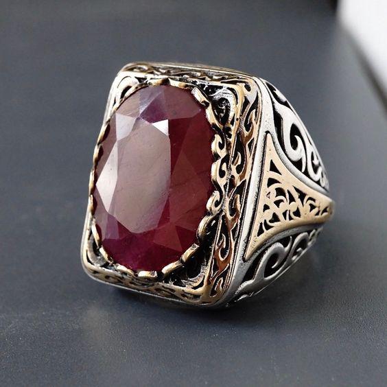 Bague Vintage Turque Rouge