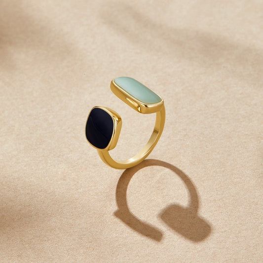 Bague Ouverte en Or à Deux Pierres