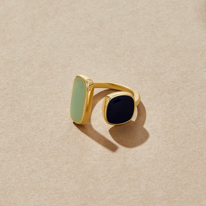 Bague Ouverte en Or à Deux Pierres