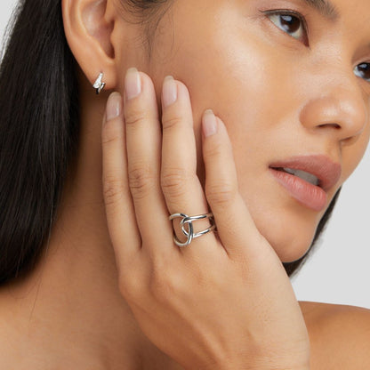 Bague Ouverte Entrelacée en Argent
