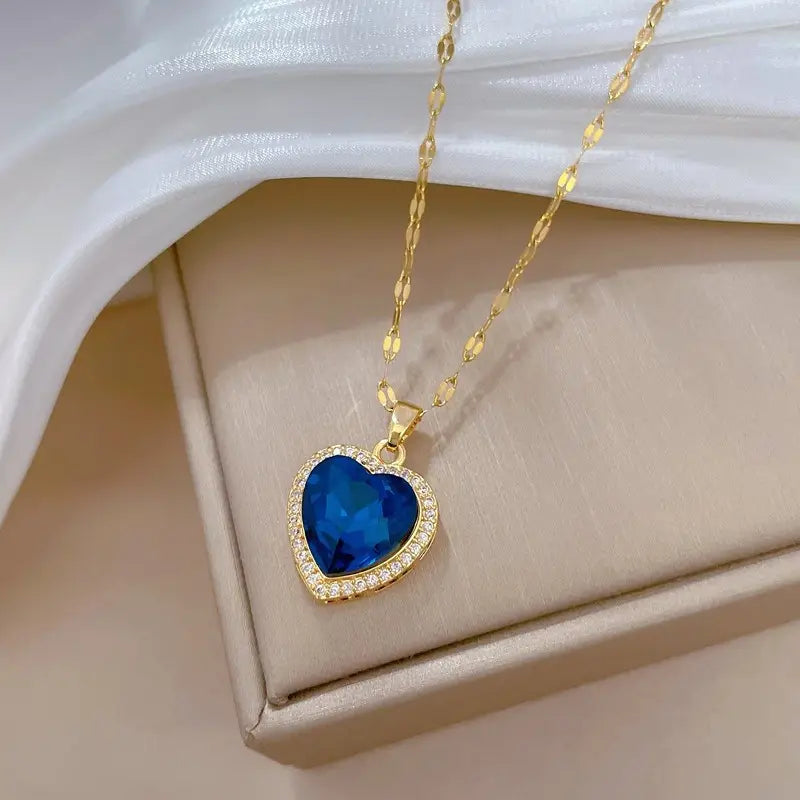 Collier Cœur en Saphir Doré