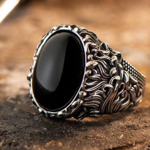 Bague sigillaire turque vintage sombre