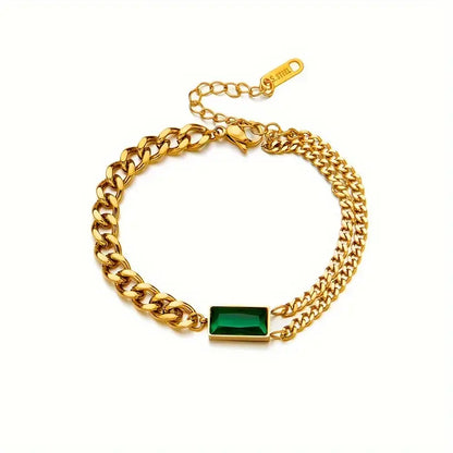 Bracelet Chaîne en Or et Émeraude