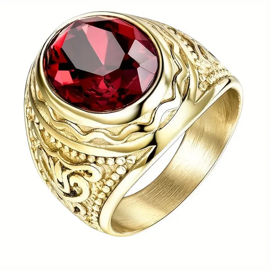 Bague en Or avec Rubis Gravé