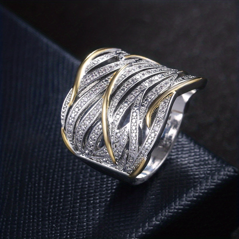 Bague tressée en argent et or