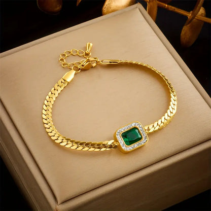 Bracelet Chaîne Émeraude en Or