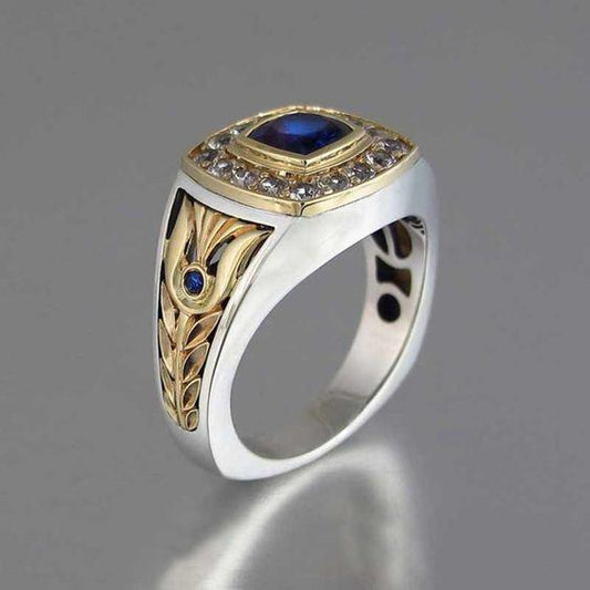 Bague sigillaire turque bleue en argent sterling