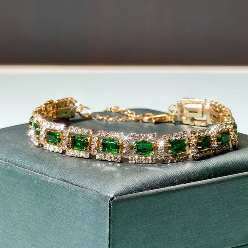 Bracelet Déclaration Vert Émeraude