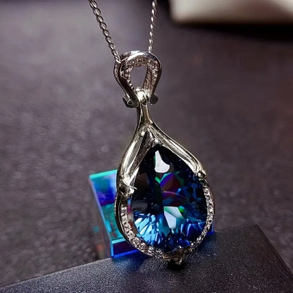Collier Goutte d'Eau en Saphir Argenté