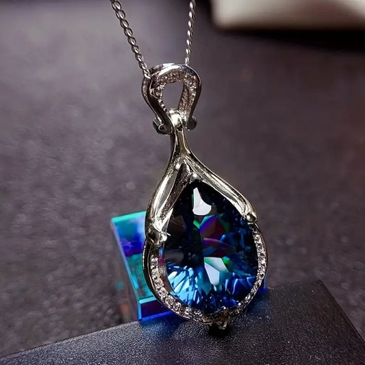 Collier Goutte d'Eau en Saphir Argenté