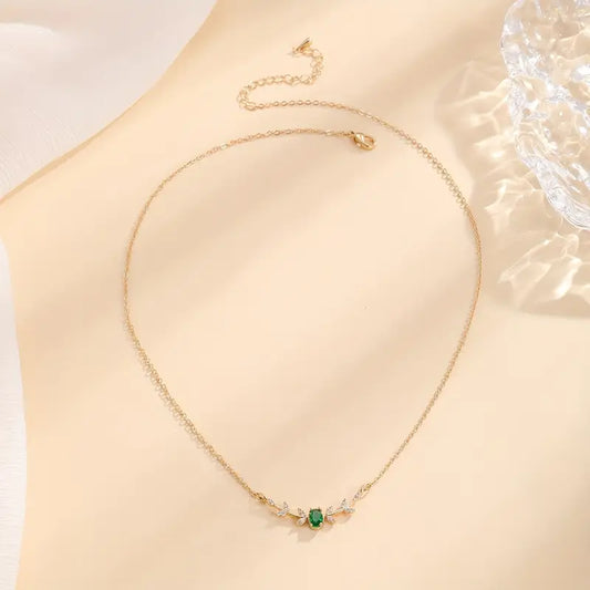 Collier Minimaliste Émeraude Or