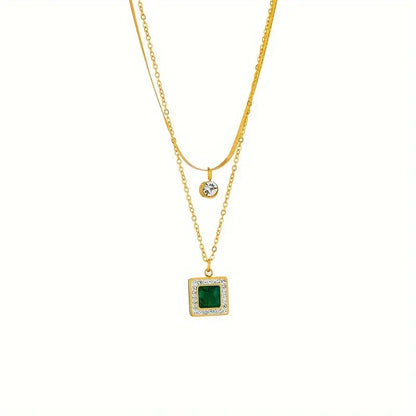 Collier Superposé en Émeraude Dorée
