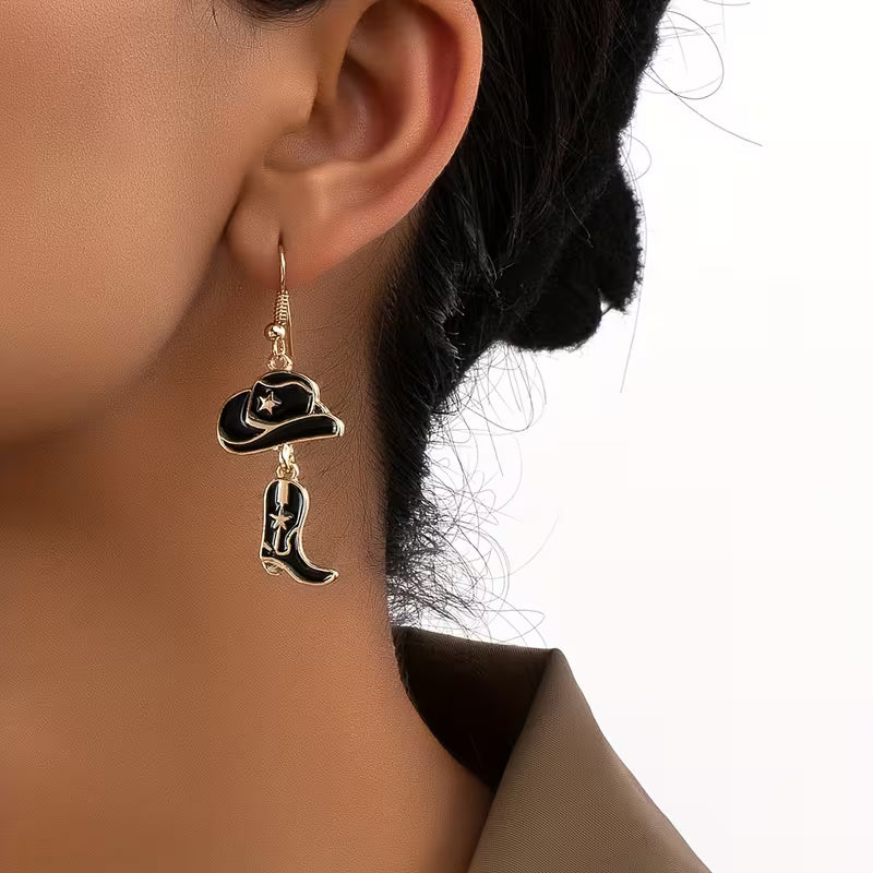 Boucles d'oreilles Pendantes Grace Western Noir