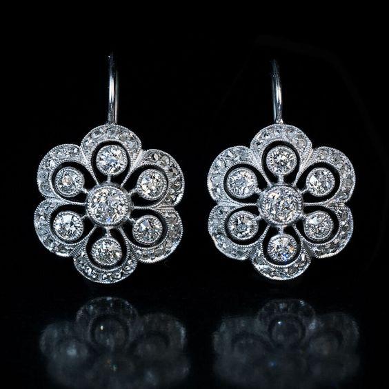 Boucles d'oreilles en cristal vintage Mandala en argent sterling