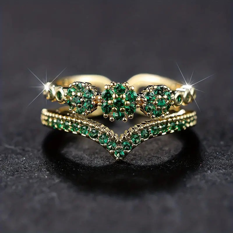 Bague Cluster Émeraude en Or