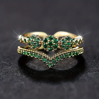 Bague Cluster Émeraude en Or