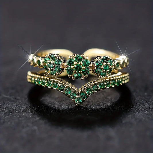Bague Cluster Émeraude en Or