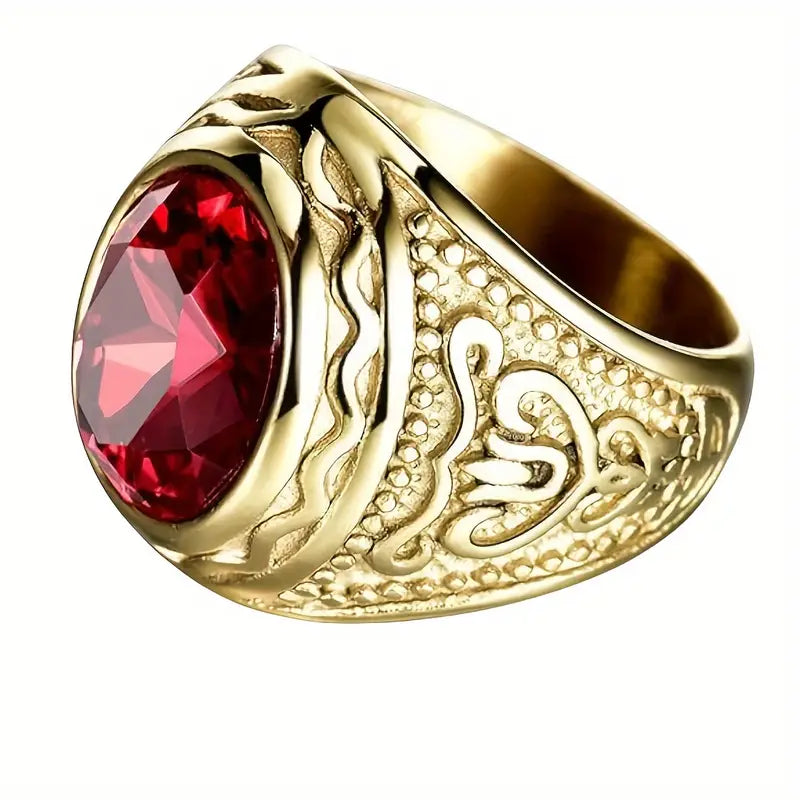 Bague en Or avec Rubis Gravé