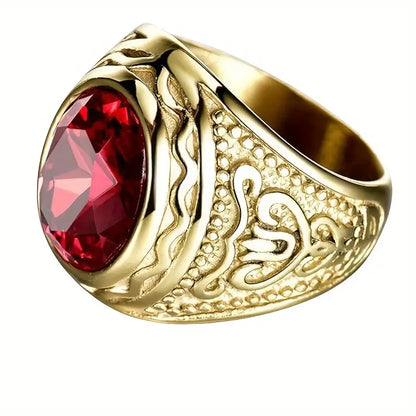 Bague en Or avec Rubis Gravé