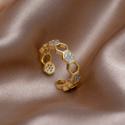 Bague ouverte géométrique en or