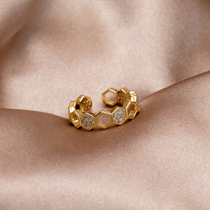 Bague ouverte géométrique en or