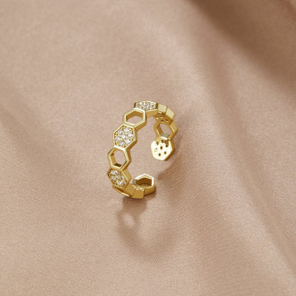Bague ouverte géométrique en or