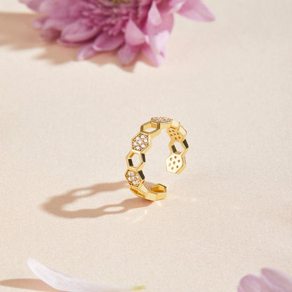 Bague ouverte géométrique en or