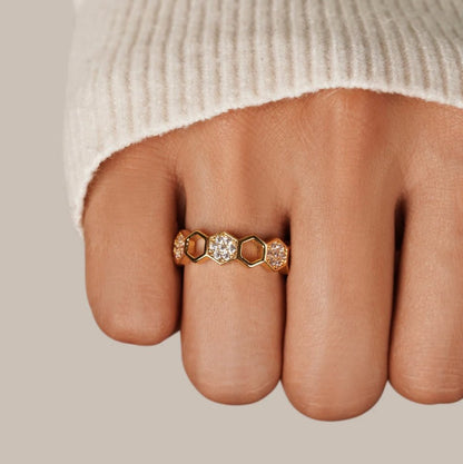 Bague ouverte géométrique en or