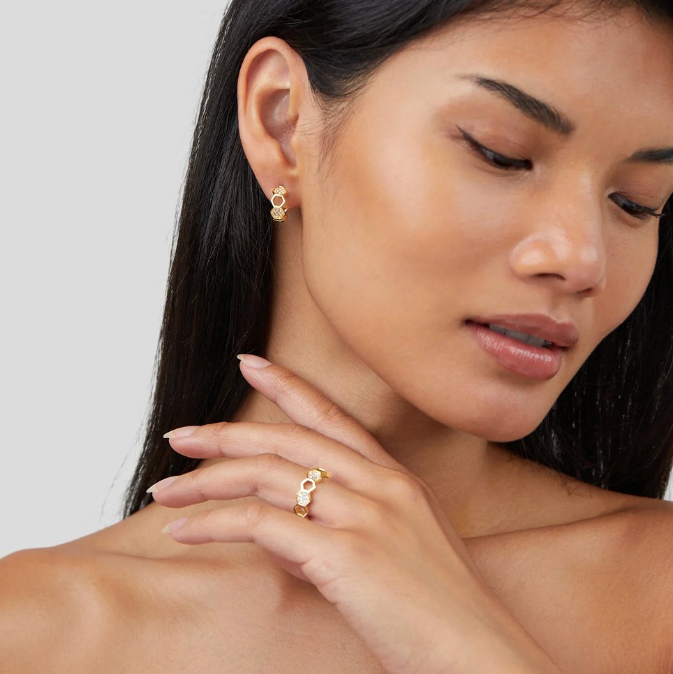 Bague ouverte géométrique en or