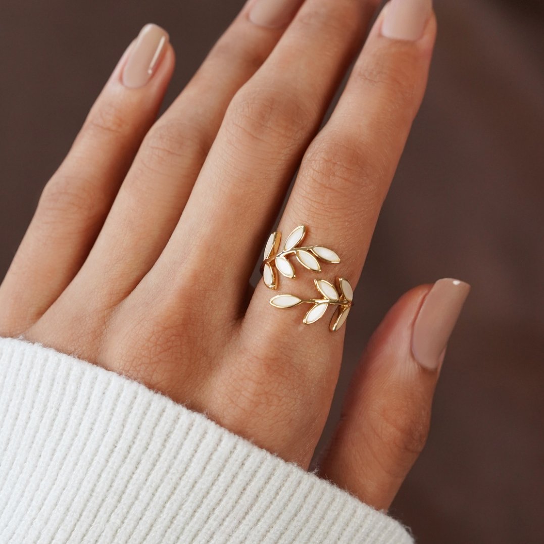 Bague Motif Feuille d'Or