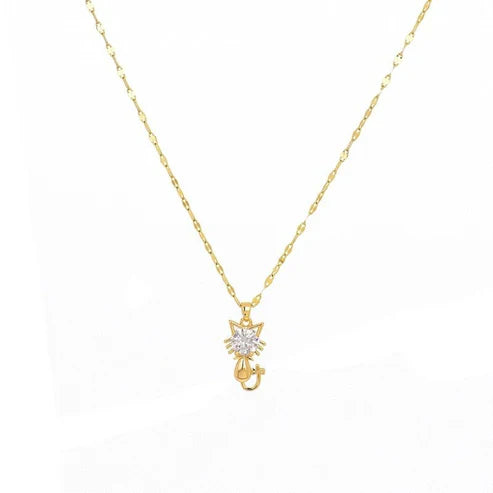 Collier de chat plaqué or avec zircon