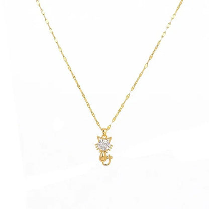 Collier de chat plaqué or avec zircon