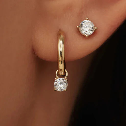Boucles d'oreilles créoles en pierre Larmes de Lune