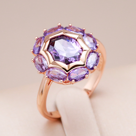Bague en zircon violet naturel