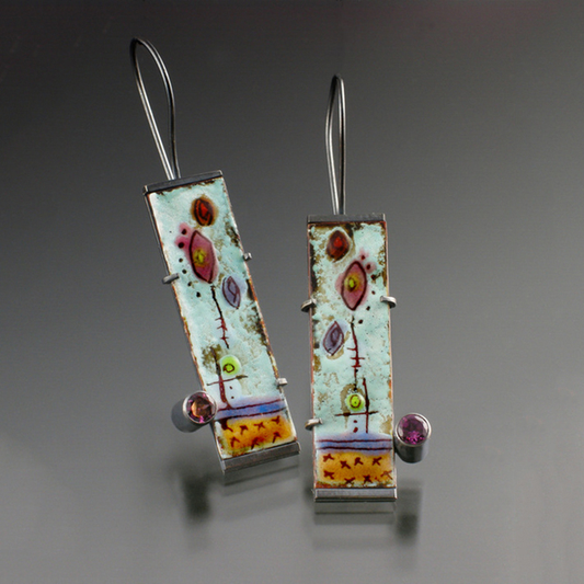 Boucles d'oreilles vintage avec émail ancien