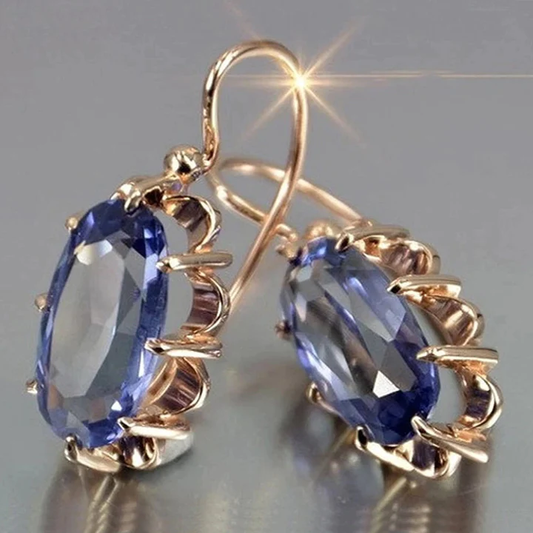 Boucles d'oreilles vintage en cristal bleu doré