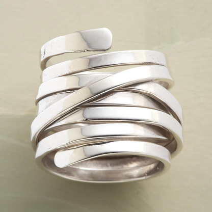Bague Enveloppante Multi Bandes Argent