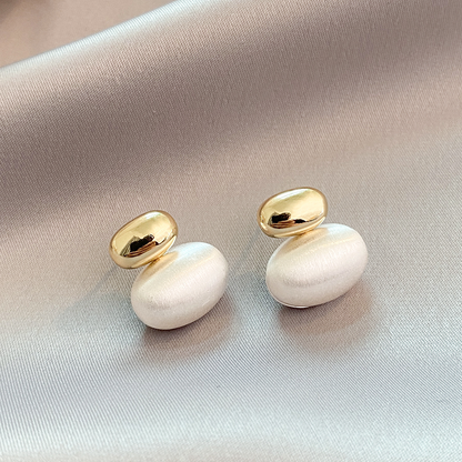 Boucles d'oreilles en perles ovales en or