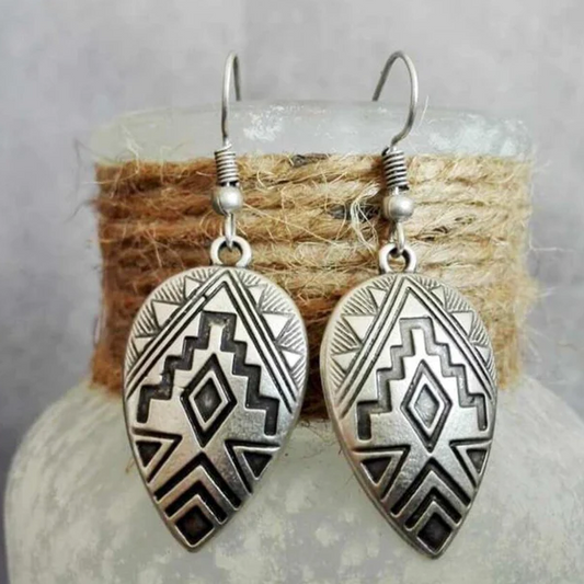 Boucles d'oreilles ethniques en argent vintage