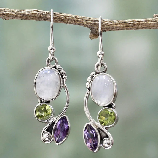 Boucles d'oreilles en cristal de couleur vintage