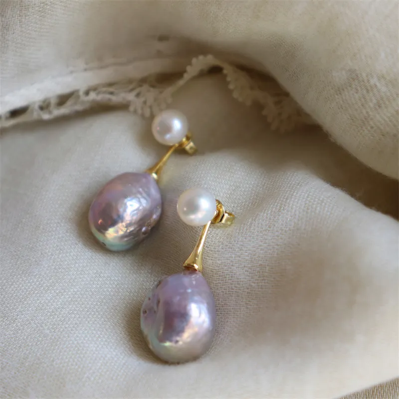 Boucles d'oreilles en perles violettes élégantes